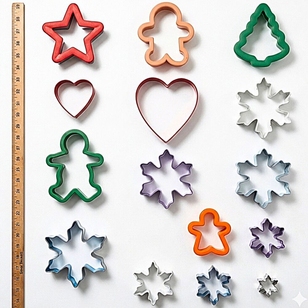 15pc Holiday Cookie Cutter Lot Christmas Winter Snowflake Gingerbread Heart Star